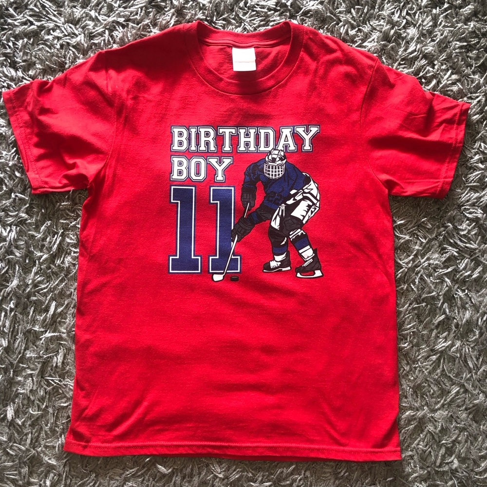 Boys Hockey 11th Birthday Shirt, Size Youth L, Wore Once